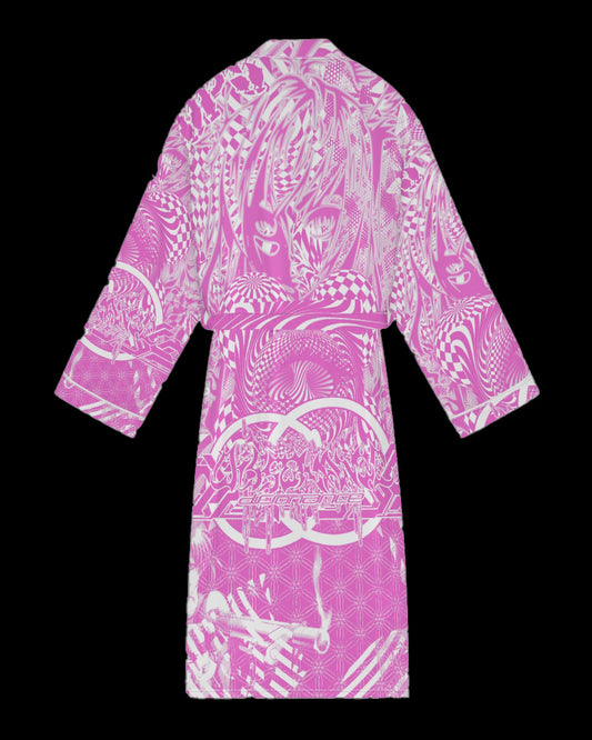 PSYOP PINKxWHITE SATIN KIMONO