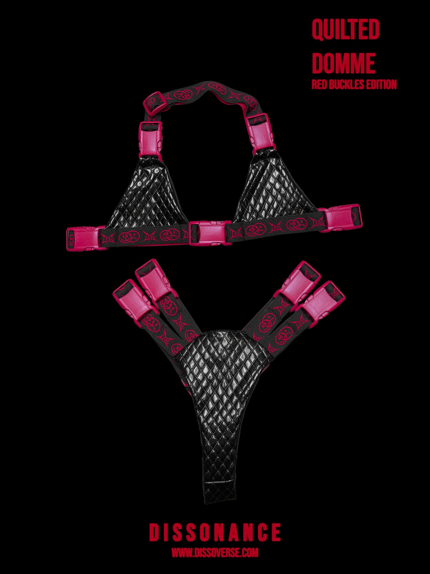 QUILTED DOMME: RED BUCKLE EDITION (made to order) lingerie by DISSOVERSE
