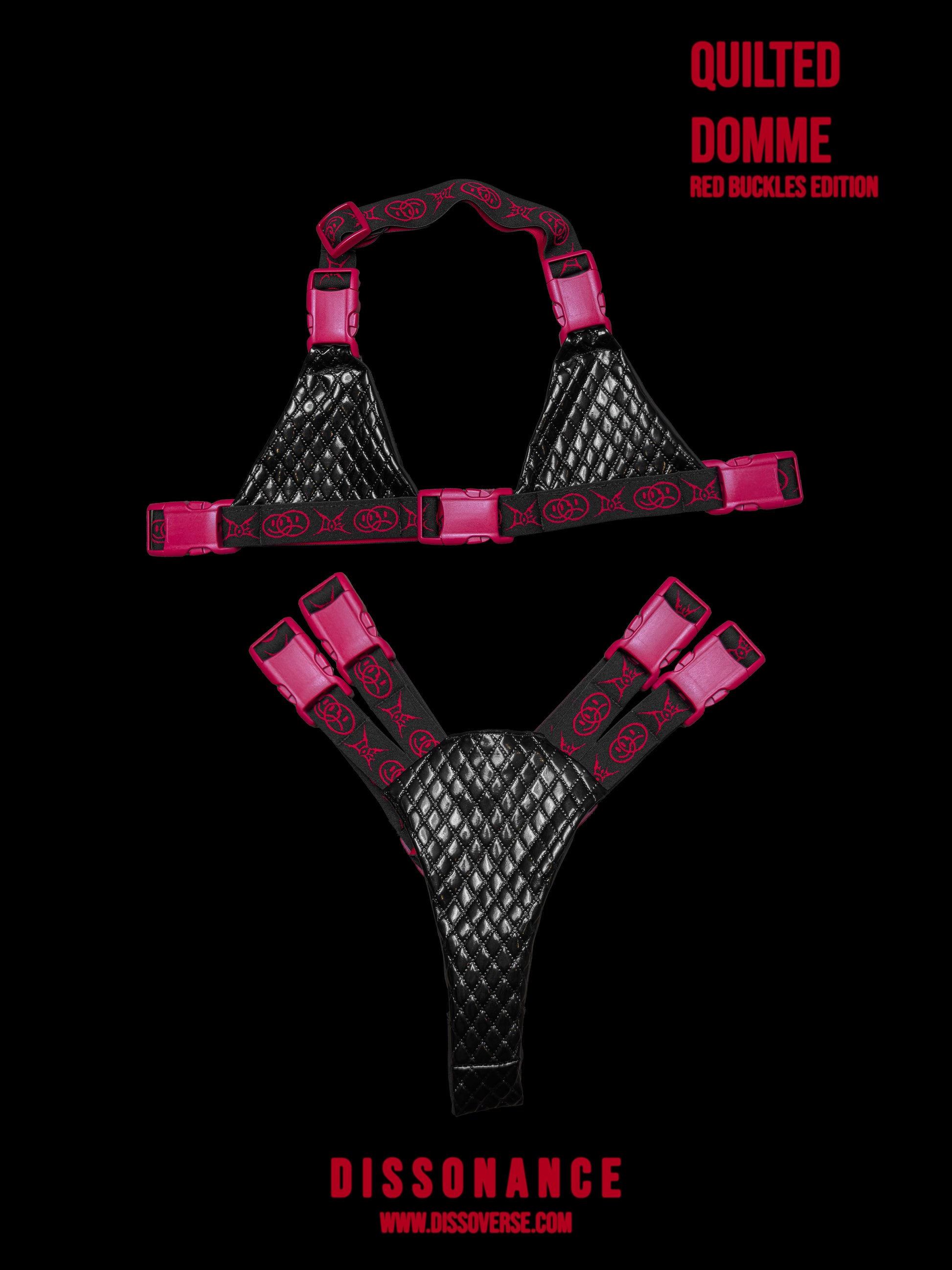 QUILTED DOMME: RED BUCKLE EDITION (made to order) lingerie by DISSOVERSE